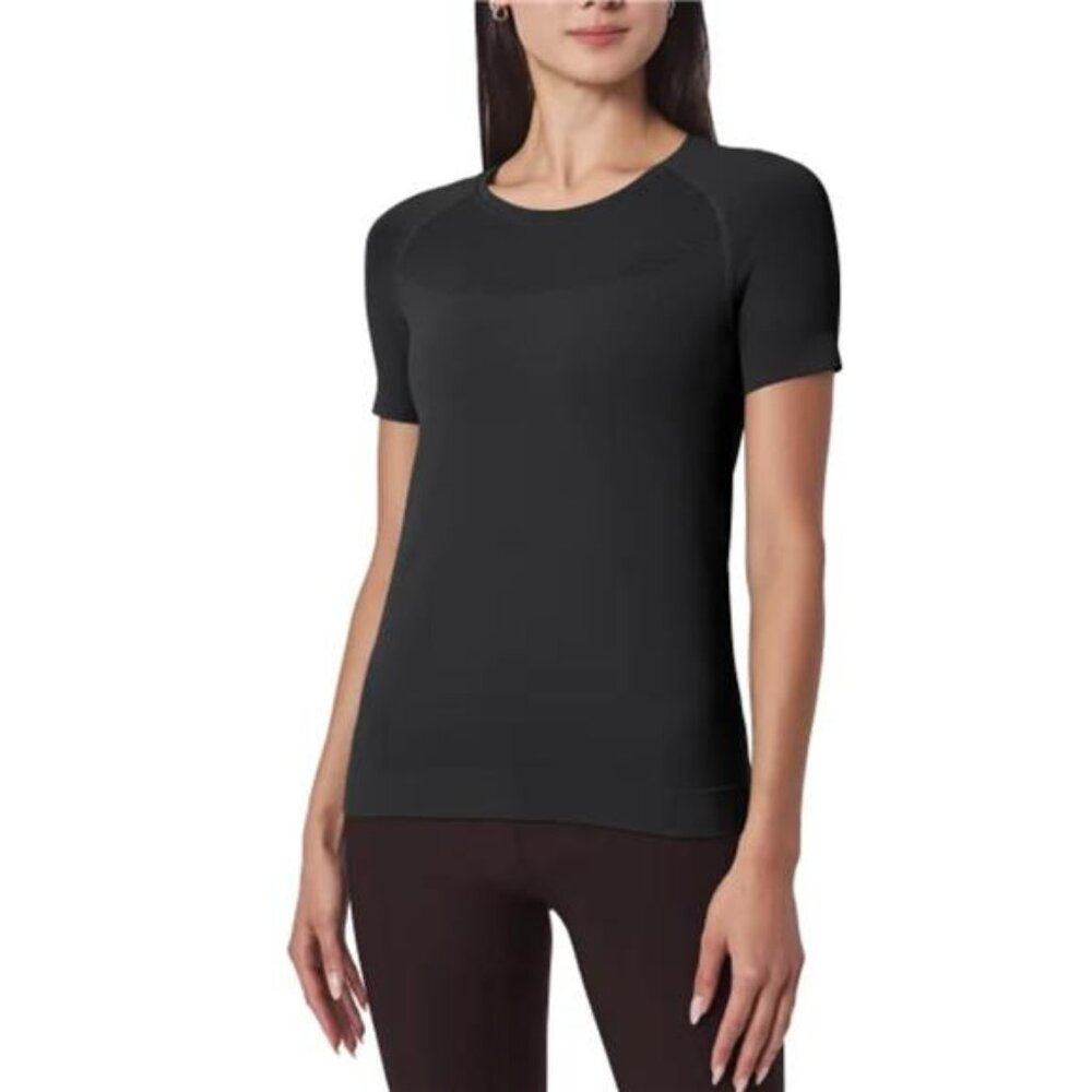 Mondetta Women's Short Sleeve Fitted Active Seamless T-Shirt (Black, X-Large)